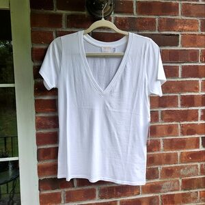 NWT Nation Ltd Organic White Blair V-Neck Tee Small